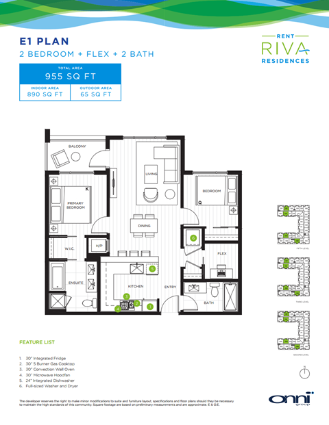 Floor plan for 2 beds, 2 baths, 890 sqft
